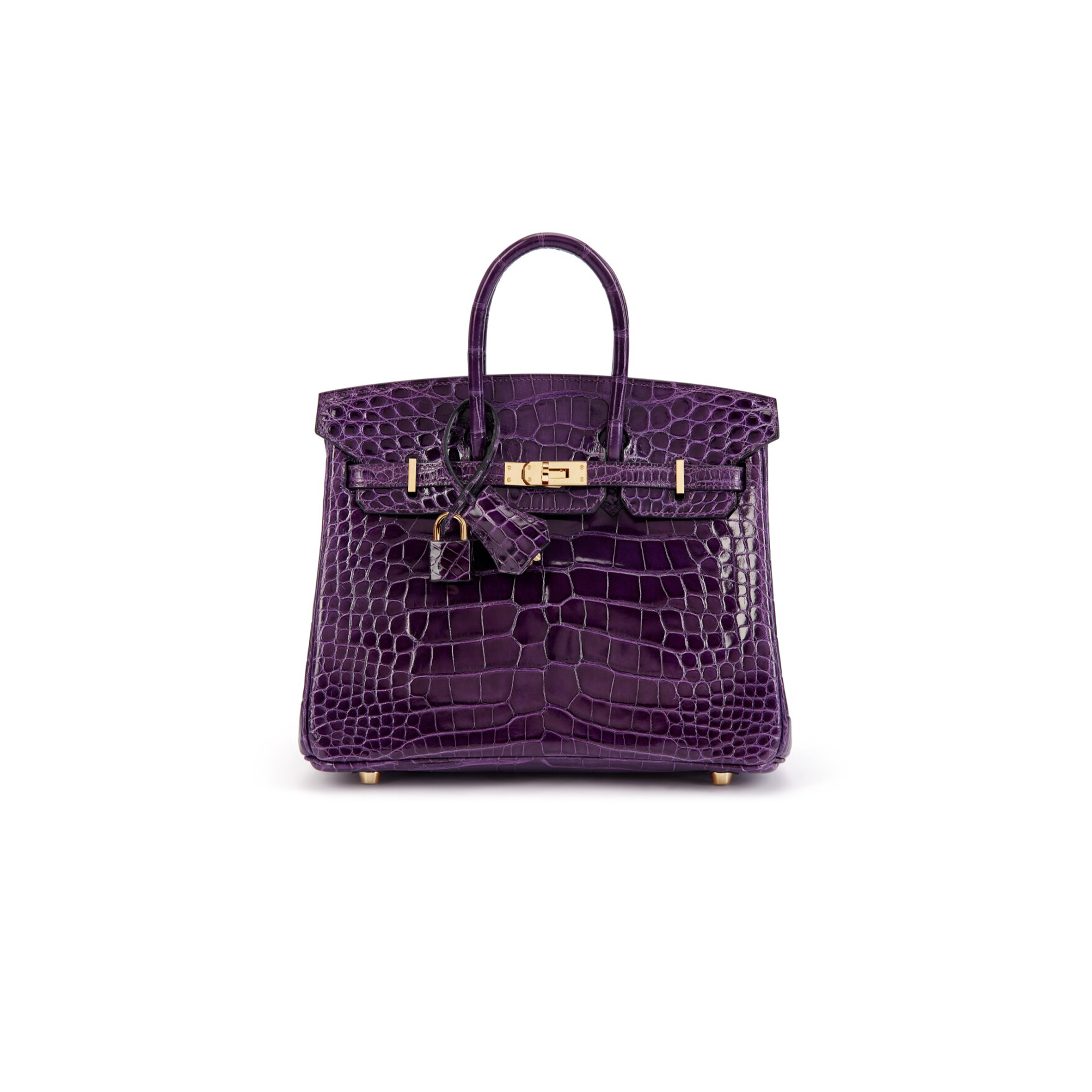 H**mes master birkin 25 crocodile leather purple bag gold buckle h041354ck37 (25*20*13cm)